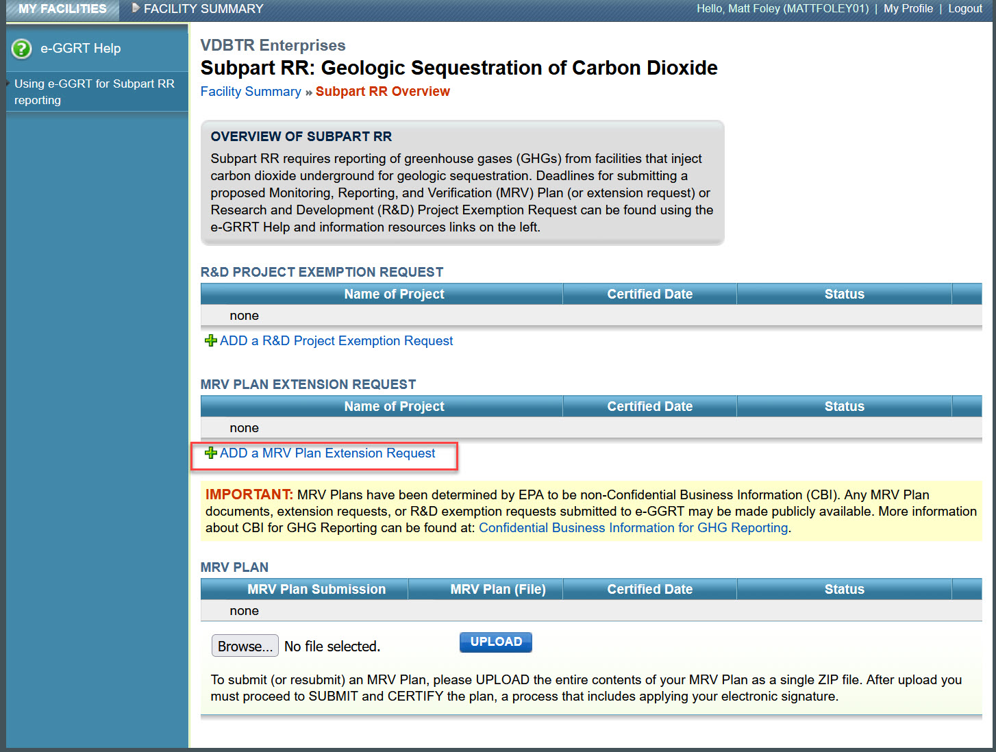 Image of the Subpart RR: Geologic Sequestration of Carbon Dioxide webpage.